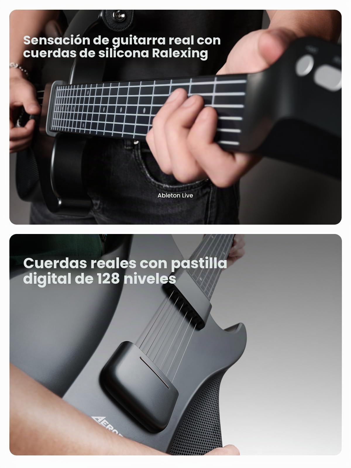 AeroBand AG01 - Guitarra eléctrica sin cuerdas, 9 tonos integrados, MIDI, mástil desmontable