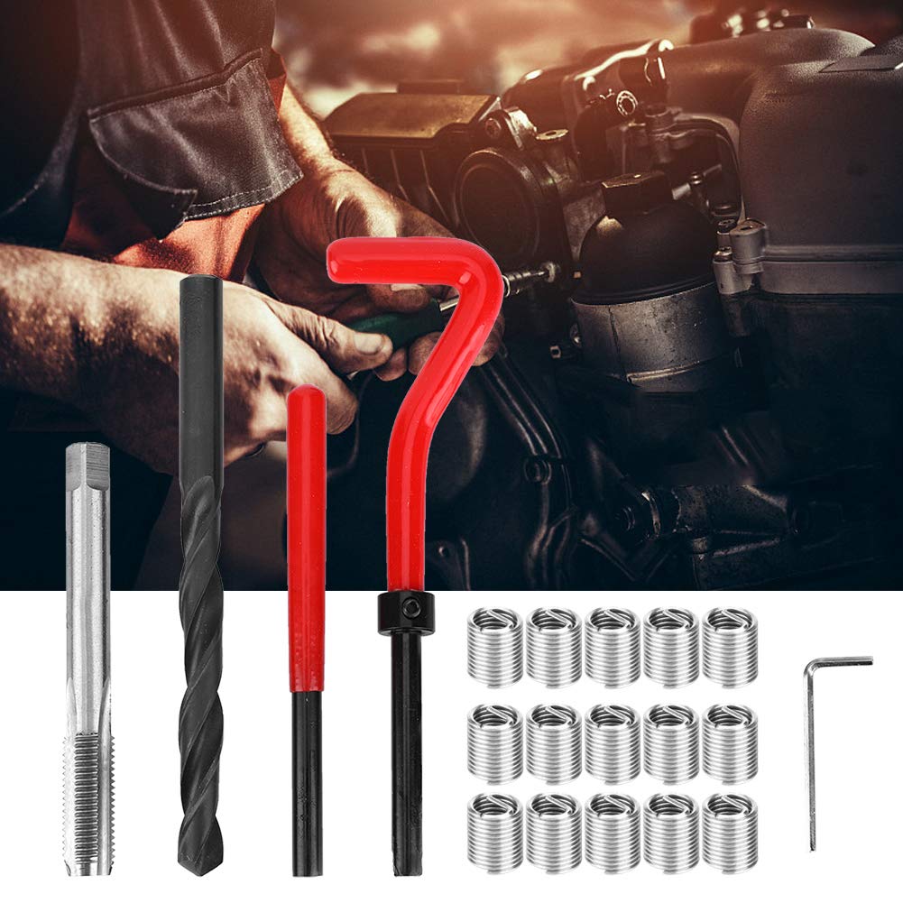 M9x1.25 Thread Repair Kit - 20Pcs Stainless Steel Helicoil Inserts with Drill/Tap Set & Installation Wrench for Aluminum Alloy, Automotive Engines & Industrial Machinery