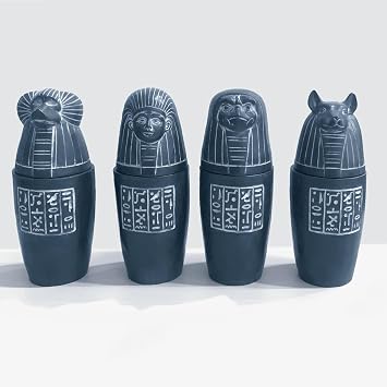 4pcs Ancient Egyptian Gods Canopic Jar Statues, Egypt Decorative Figurines