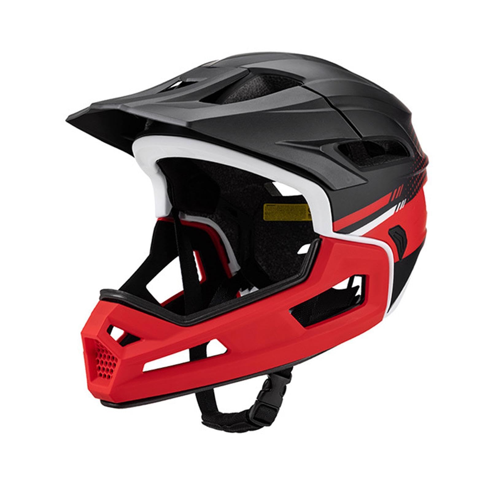 Amagogo Removable Full Face Bike Helmet Road Bike Helmet Mountain Biking Helmet Unisex Full Face Helmet Cycling Accessories with Detachable Lining for Adults Men Women, Red Black