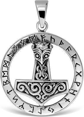 WithLoveSilver 925 Sterling Silver Viking Amulet Norse Warrior Hammer of Thor Mjolnir Pendant