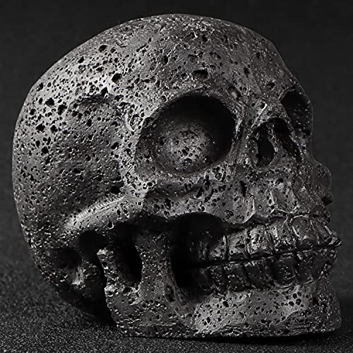 Artistone 3" Lava Crystal Skull Head Figurine Hand Carved Crystal Human Skull Fire Pit Stones Statue Halloween Dead Decoration Sugar Skulls Stone Decor Gifts #TOP4
