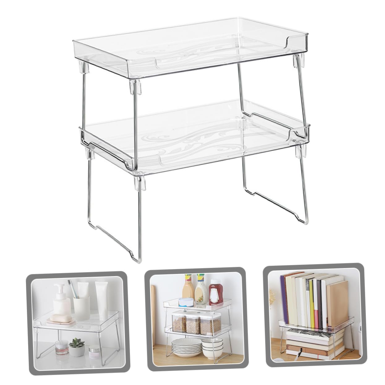 Hemobllo 2pcs Organisateur de Porte-épices en Acier Inoxydable et Plastique Étagère à Épices pour Placard Charge Élevée Bureau et Salle de Bain