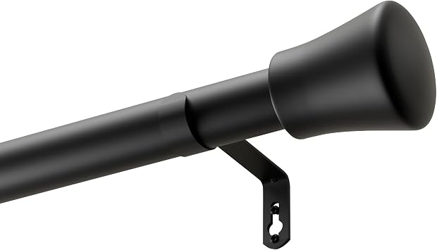 Curtain Rods for Windows 28 to 56 Inch2.33-4.67Ft,1 Inch Diameter Heavy Duty Single Rod,Matte Black Adjustable Decorative Curtain Rod Set for Small Window Itself 32-56 inch