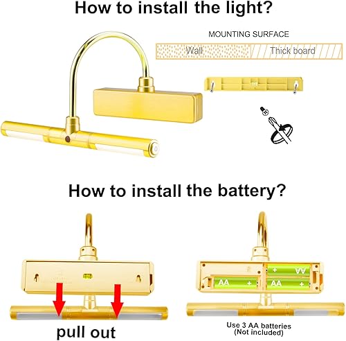 Miniatura 5 de BIGLIGHT - Luz LED inalámbrica a pilas para cuadros, con control remoto, cabezales de luz giratorios con 3 modos de iluminación lámpara de