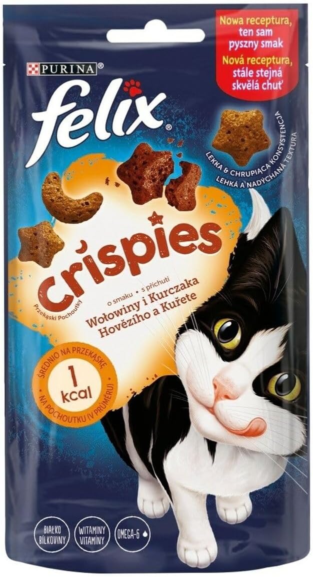 Sucha karma dla kotów NESTLE POLSKA Delicia Felix 45G Crispies Wołowina, Kura / 8