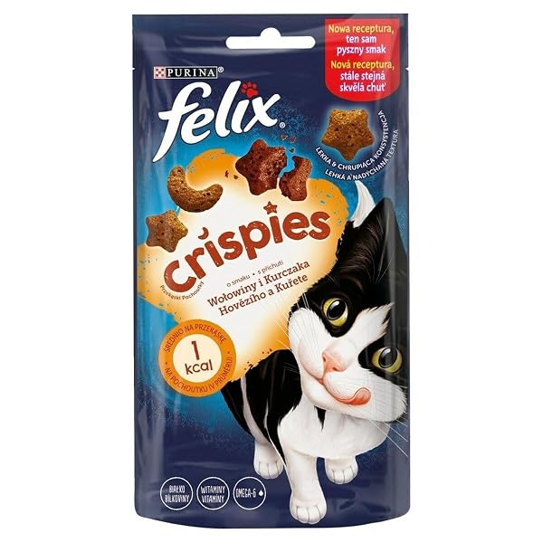 Sucha karma dla kotów NESTLE POLSKA Delicia Felix 45G Crispies Wołowina, Kura / 8