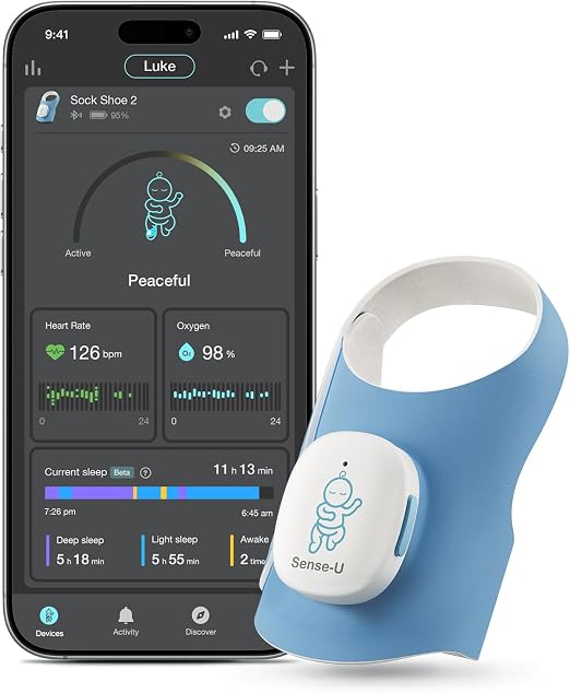 Sense-U Sense-U Smart Sock Shoe 2 Moniteur de Sommeil Intelligent avec Chausson PPG