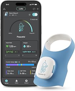 Sense-U Smart Sock Shoe 2 Baby Monitor – Tracks Heart Rate & Sleep Patterns with Transmissive PPG Foot Sensor, On-Device Indicator & Notifications, for 1–12 Months