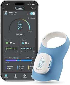 حذاء Sense-U Smart Sock Shoe 2 لمراقبة الأطفال يتتبع معدل ضربات القلب وأنماط النوم مع مستشعر القدم PPG الناقل، لمدة 112 شهرًا