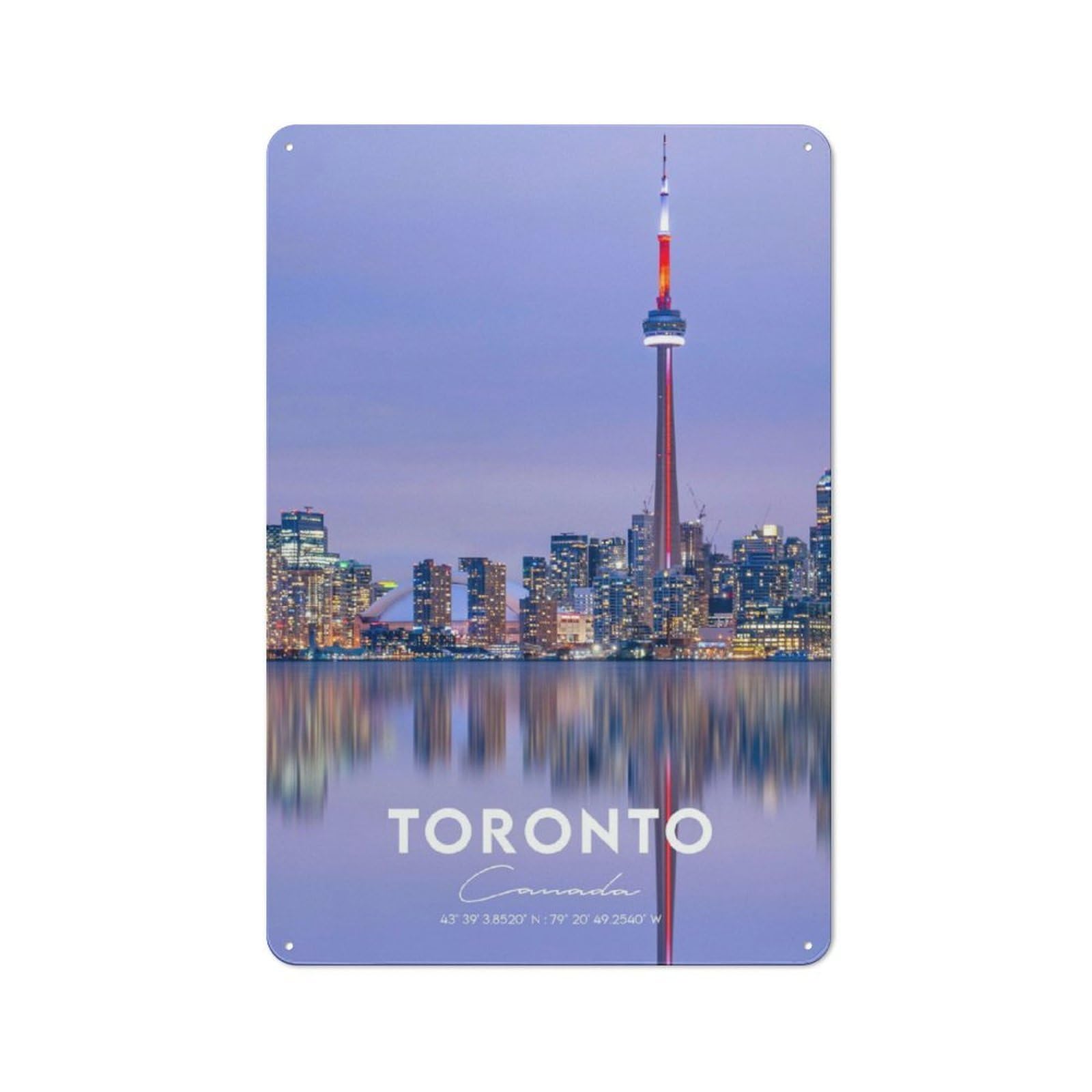 Junmoney Toronto 8 Metal Plaque 30X20cm With For Pub Or Café, Rustic Decor, For Garage, Workshop And Man Cave Decoration