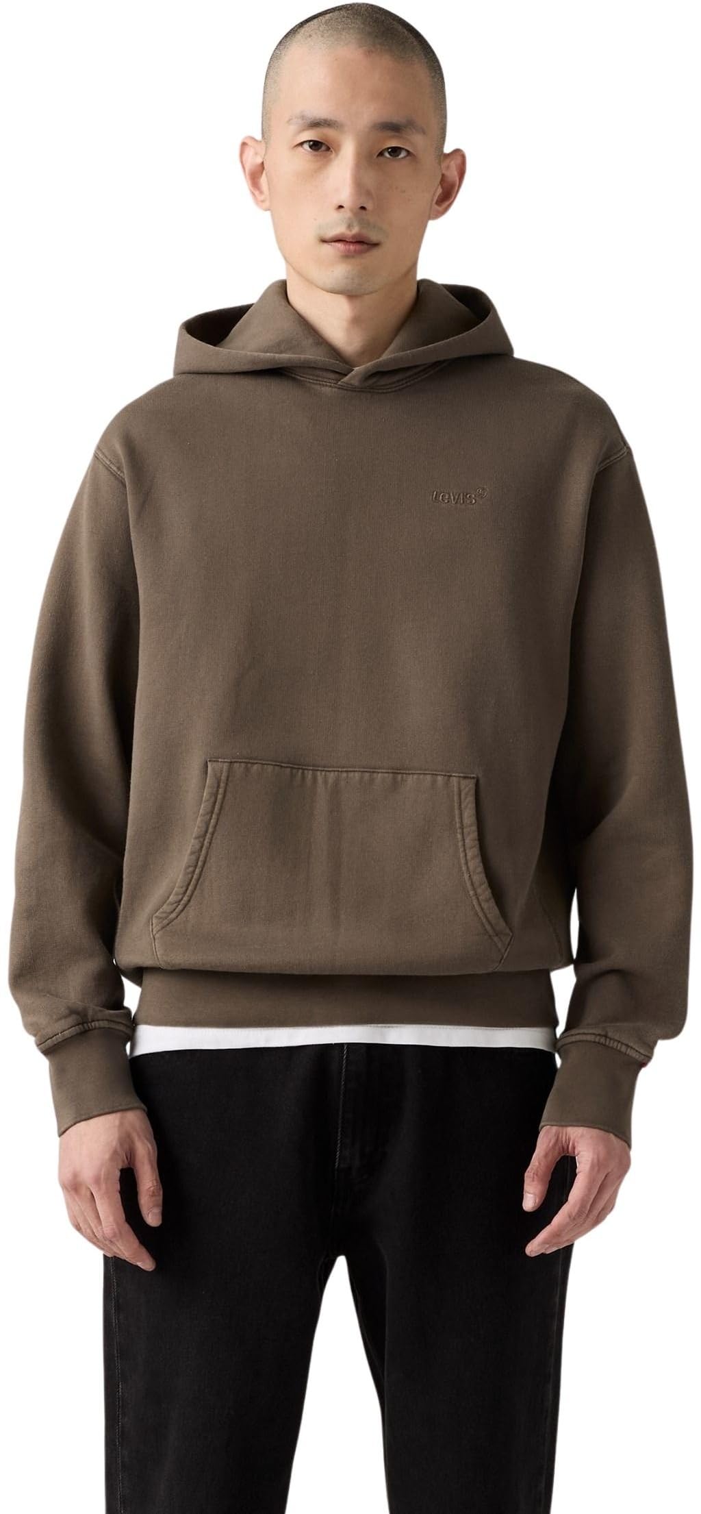 Levi's Men's Hoodie with Logo, Relaxed Fit, Brown (Garment Dye H225 Maitake Brown), XL