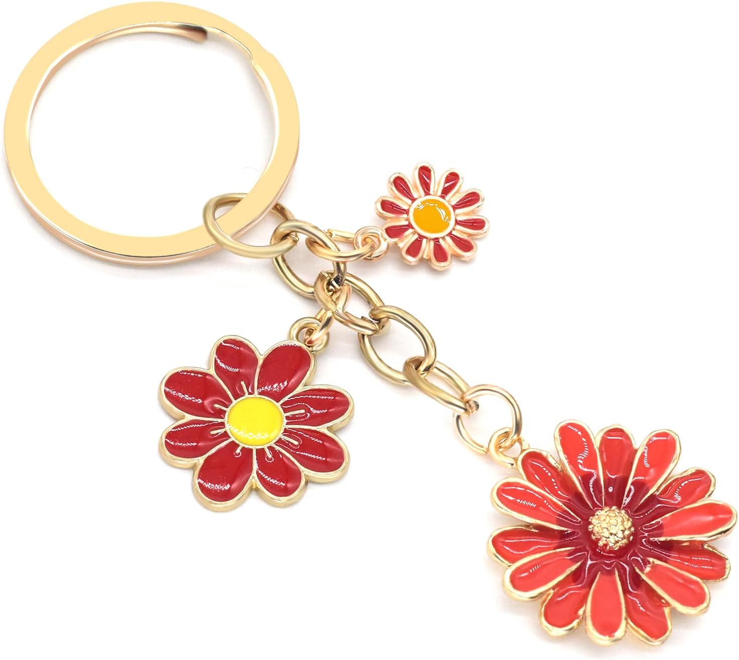 Keychains Charms for Women, Cute Daisy Bag Charm Flowers Key Chain Car Key Ring Pendant for Purse Handbag Bags Decor