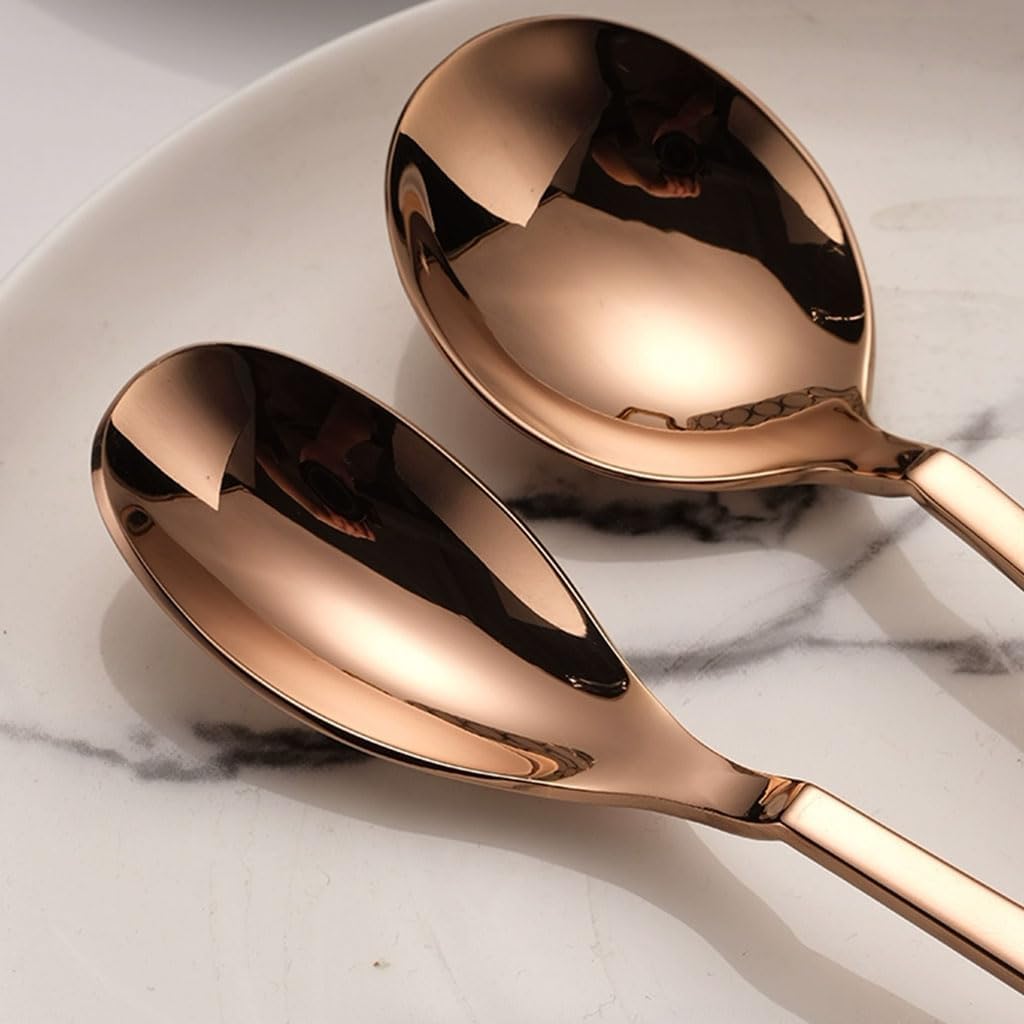 Rieort Ensemble d'argenterie 1/2/3 pièces, Couteau, Fourchette, cuillère, Or Rose, Ensemble de Couverts en Acier Inoxydable, fourchettes de Cuisine réutilisables