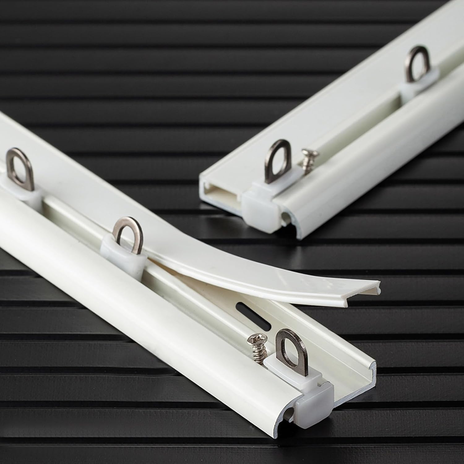 Invisible Curtain Track Straight Track for Internal Casement Window Ceiling Hole Punching No Code Installation 1-piece Silent Pulley Internal and External Casement Window Design Sliding Rails(Black,3.