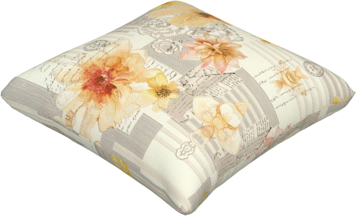 Light Yellow Flower Imitation Linen Pillowcase -2 Sets, Fashionable Home Decoration, Used for Sofas, Gardens, beds
