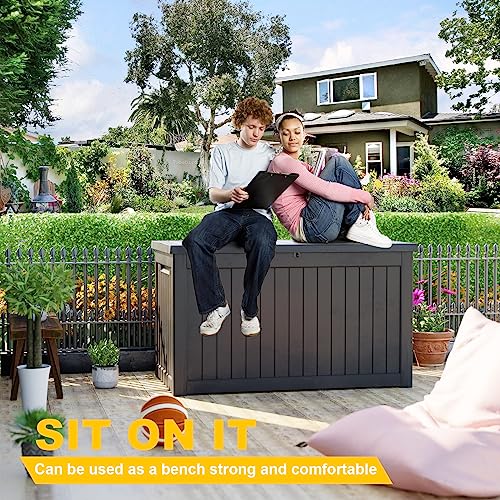 Deck Box - 230 Gallon Large Outdoor Storage box,Waterproof Patio Furniture and Storage Deck - Lockable and UV Resistant, Perfect for Pool and Outdoor Use, Weatherproof Resin, Lockable (Black) -