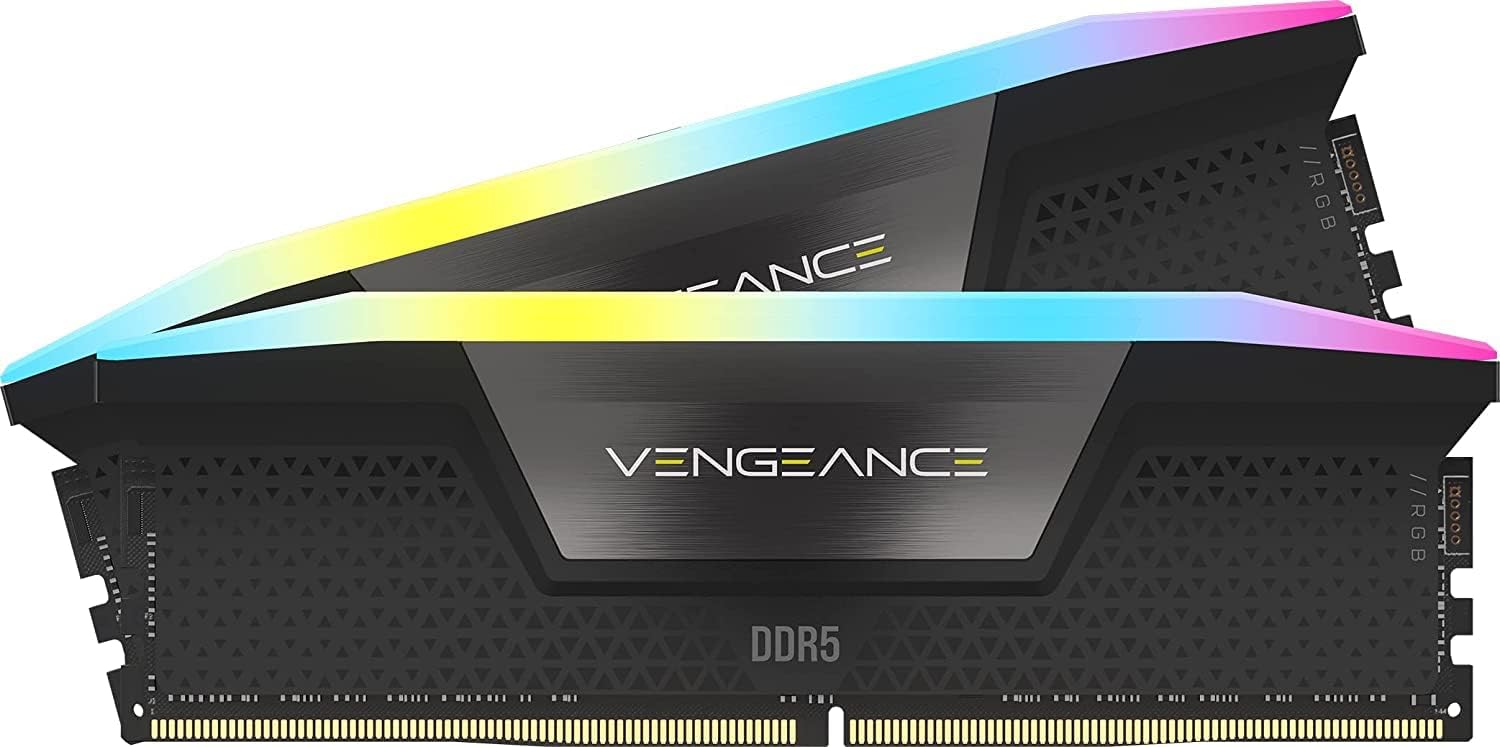 Corsair VENGEANCE RGB DDR5 RAM 32GB (2x16GB) 6400MHz CL36 Intel XMP iCUE Compatible Computer Memory - Black (CMH32GX5M2B6400C36)