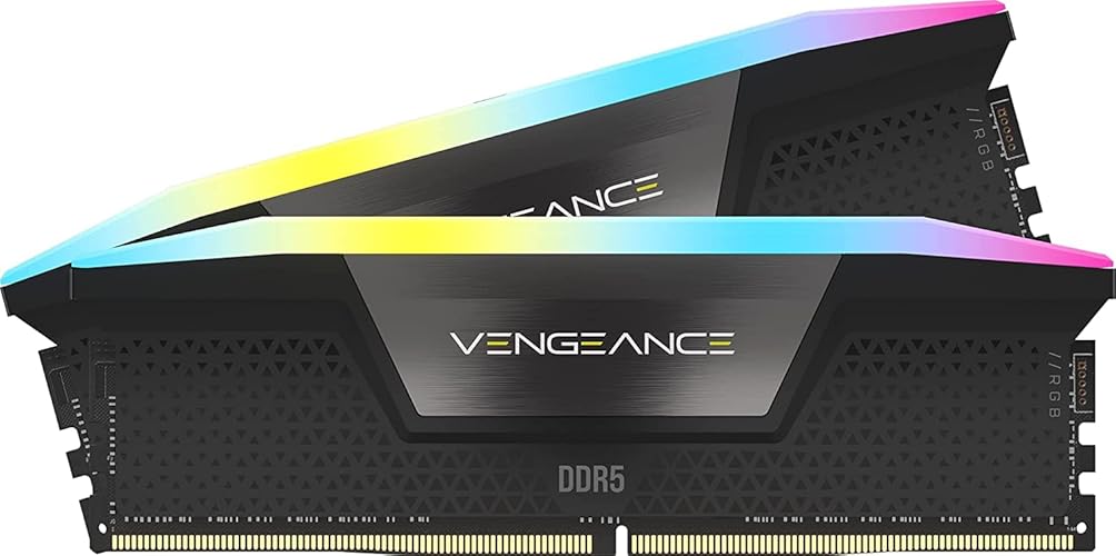 CORSAIR VENGEANCE RGB DDR5 RAM 32GB (2x16GB) 6400MHz CL36-48-48-104 1.35V Intel XMP 3.0 Desktop Computer Memory - Black (CMH32GX5M2B6400C36) - 32GB (2x16GB) - Black