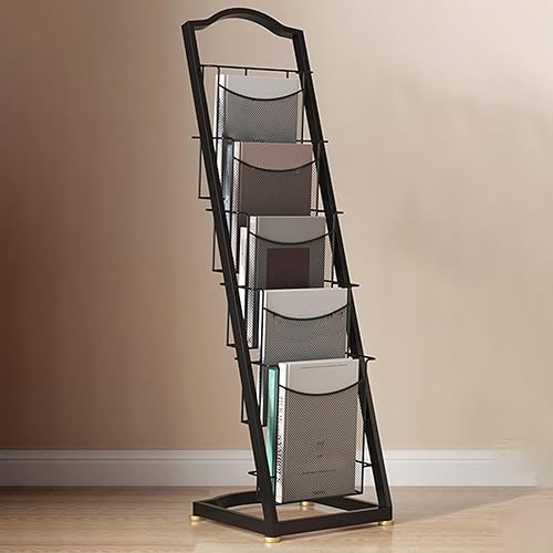 Miniatura 6 de Revistero alto de pie, soporte de exhibición de folletos de periódicos con parte superior abierta, 4 5 niveles para sala bancarialobbybiblioteca,