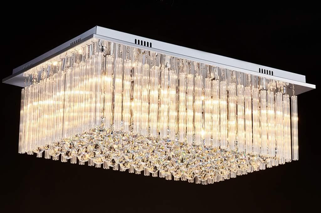 Onе-Dау Sаlе: Uр tо 50% оƒƒ Saint Mossi 12-Lights Modern Chandelier Lamp K9 Crystal Chandelier Light Fixture,Modern Flush Mount Ceiling Light Fixture Raindrop Chandelier for Bedroom,Dining Room,Livingroom,L32 x W22 x H10