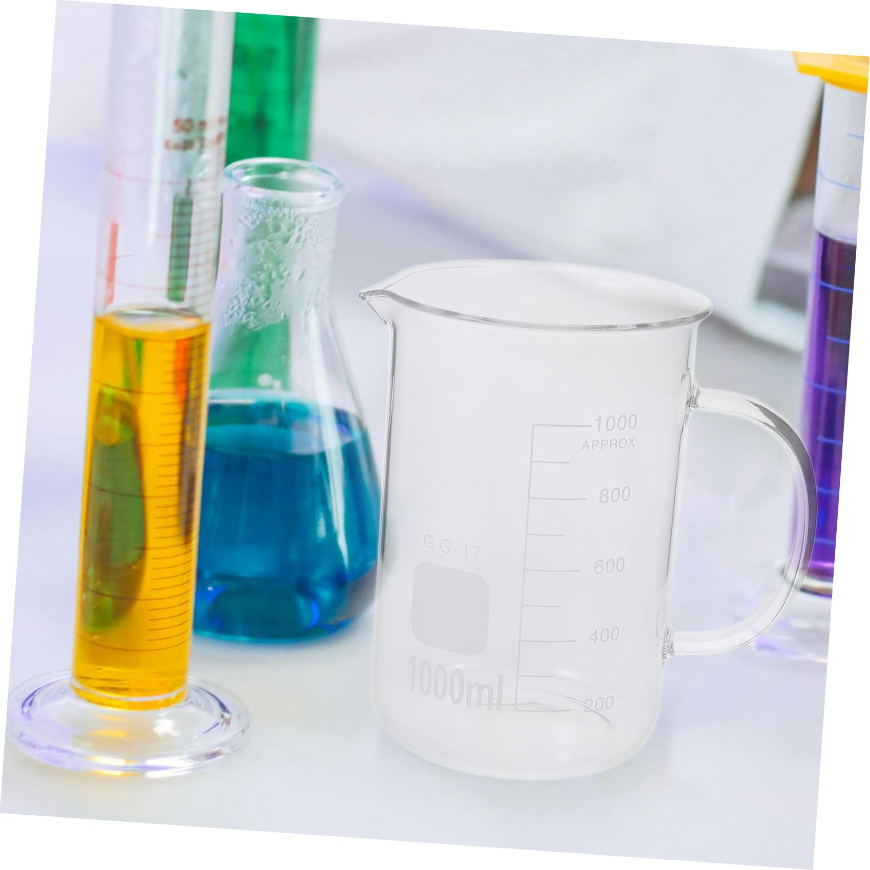 Glasbecher mit Griff und Ausguss, 1000ml Messbecher aus Glas