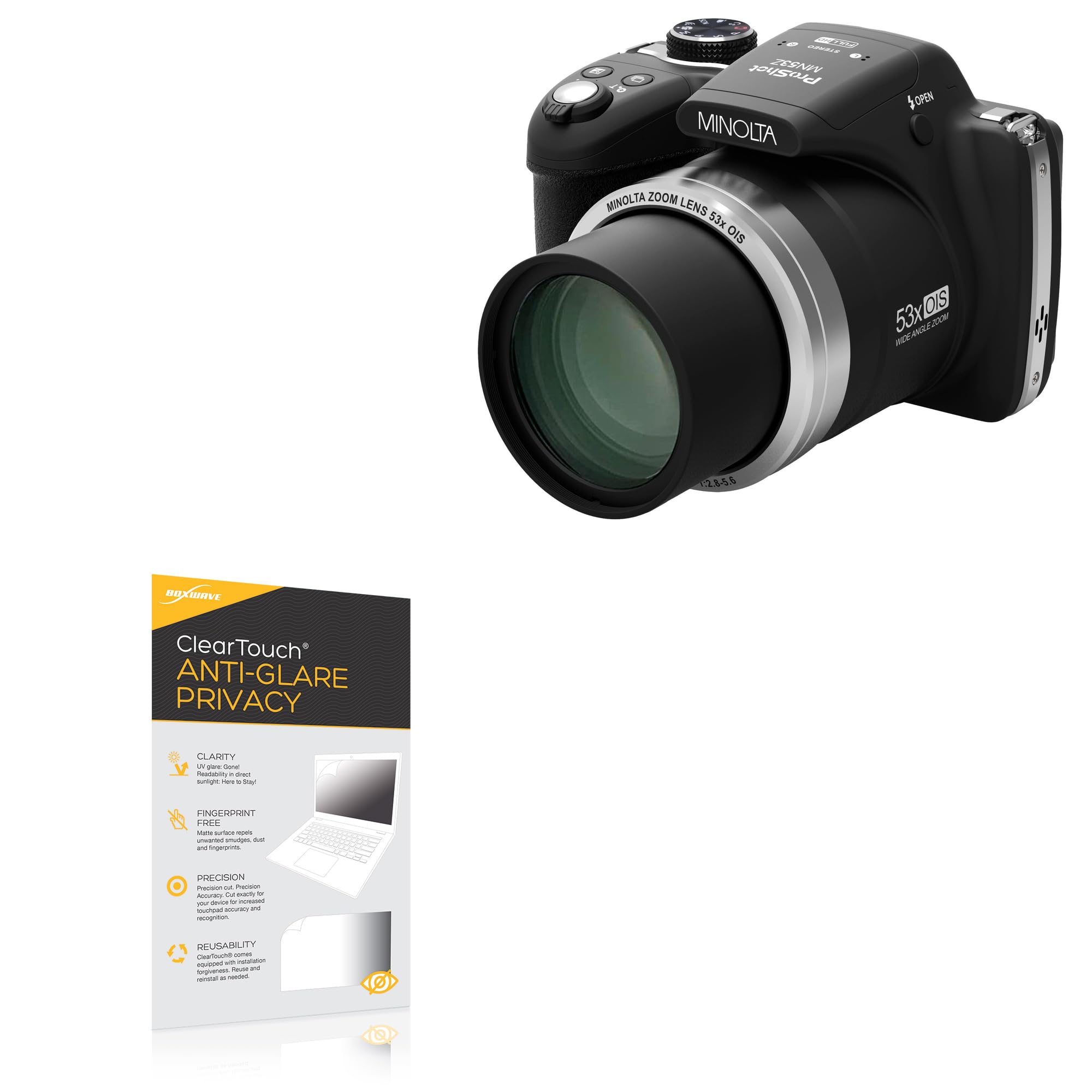 BoxWave Screen Protector Compatible with Minolta MN53Z - ClearTouch Anti-Glare Privacy (2-Pack), Privacy Screen Protector Flexible Film Anti-Glare