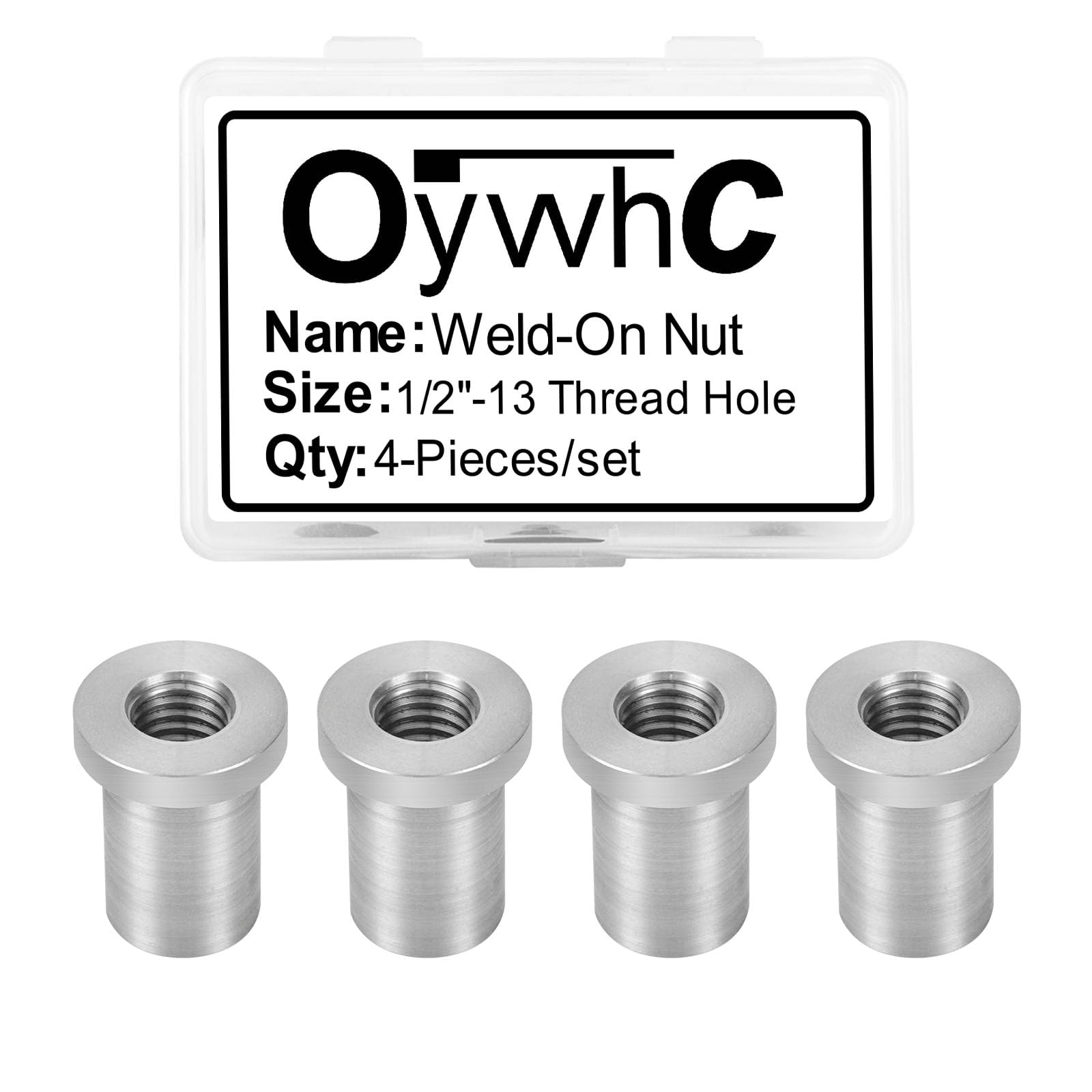 Weld-On Nut 1 2-13 Thread Long Threaded Stepped Female Weld Nut Steel Chassis Mount Tab Pack of 4 — view 8