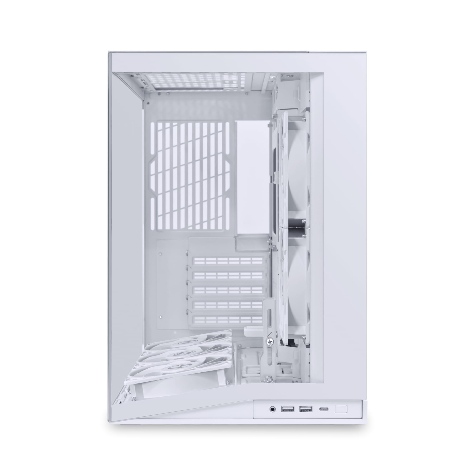 Lian Li O11 Dynamic Mini V2 Flow Caja PC, Blanco, Torre Media ATX Compacta con Diseño de Doble Cámara, Vidrio Templado y Diseño Modular, 5 Ventiladores Preinstalados