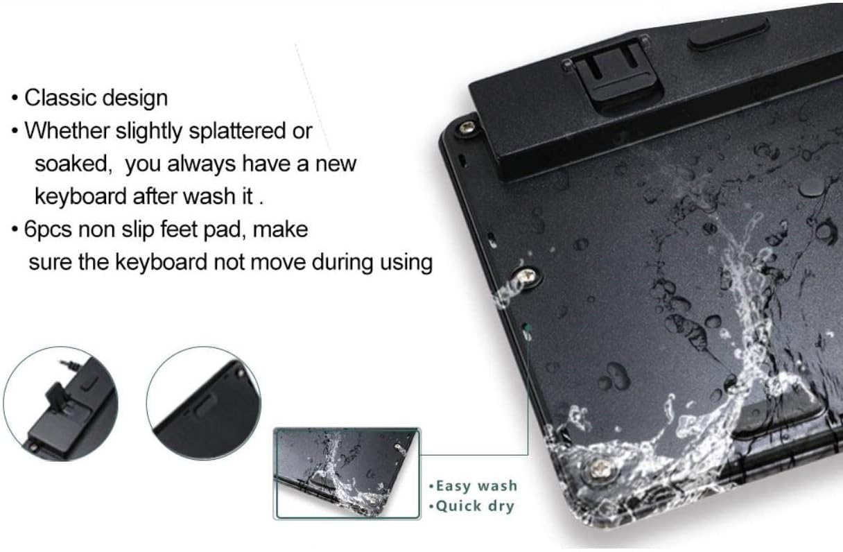 Underside of BoxWave AquaProof USB Keyboard showing tilt legs