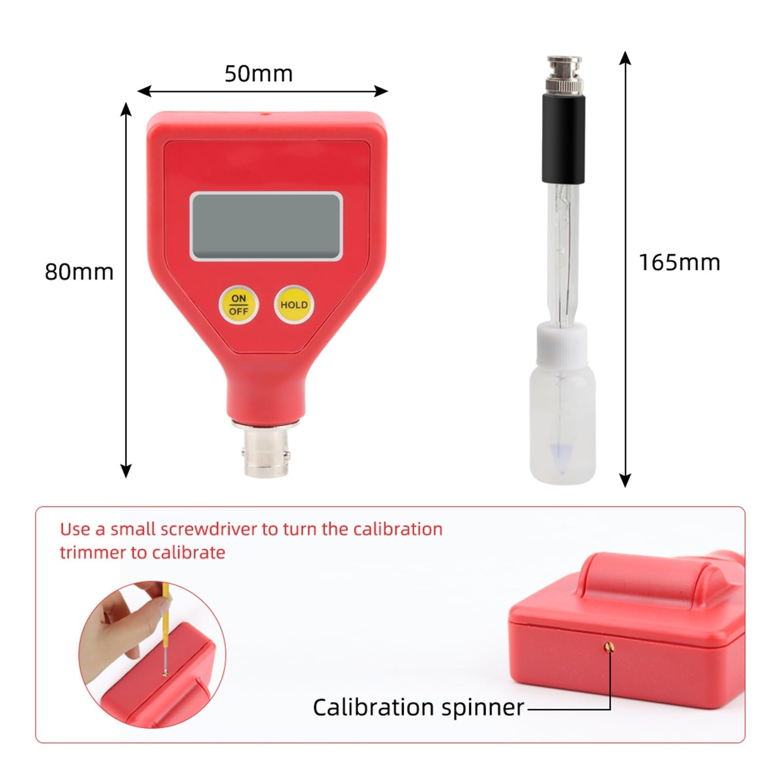 Lebensmittel-pH-Tester, pH-Messgerät, scharfe Glaselektrode for Wasser, Milch, Käse, Boden, Lebensmittel Genaue Messung(Ph-98108)