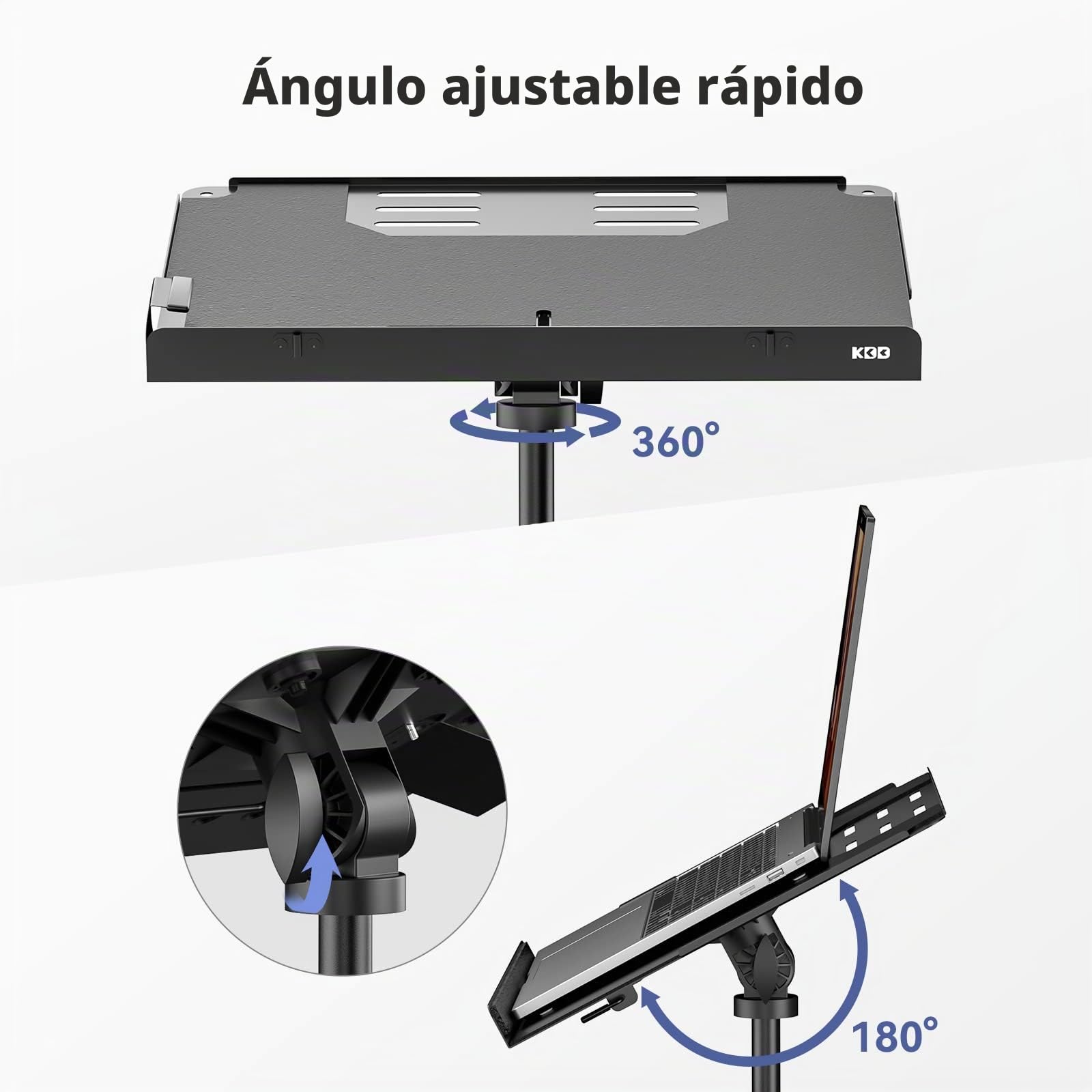 KDD Soporte Proyector Suelo - 4 en 1 Portatil Atril Musical con Soporte para Portátiles Suelo y Tableta con Palanca Moduladora - Rotación de 180° Tripode Proyector Altura Ajustable Entre 59 y 160cm