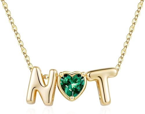 M MOOHAM Emerald Birthstone Necklaces Jewelry for Women - Green May Heart Emeral