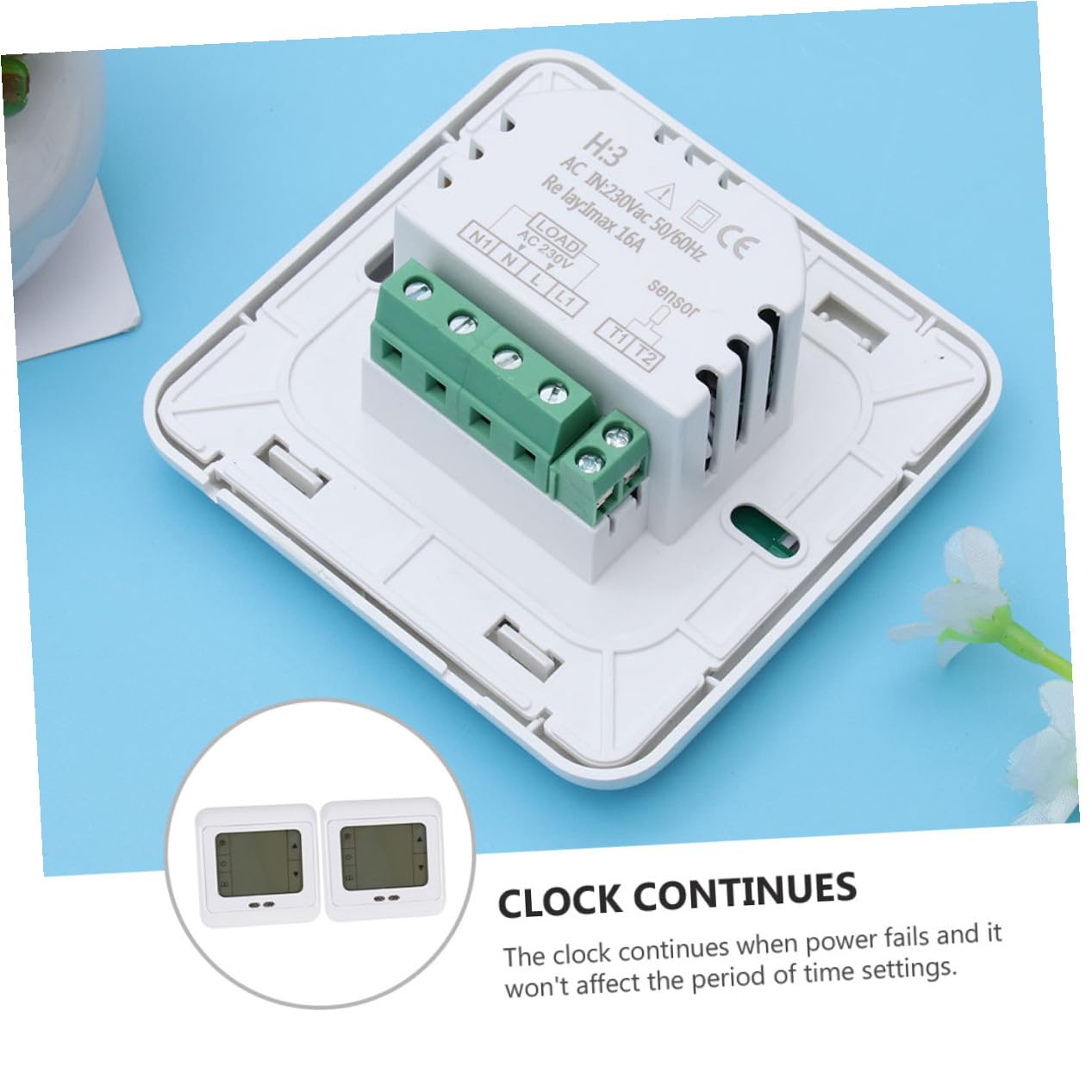 2 Stück Programmierbarer Digitaler Thermostat 220v für Heizung | Weißes PC Gehäuse, Tagesprogramm mit 6 Zeitabschnitten, Hohe Zuverlässigkeit