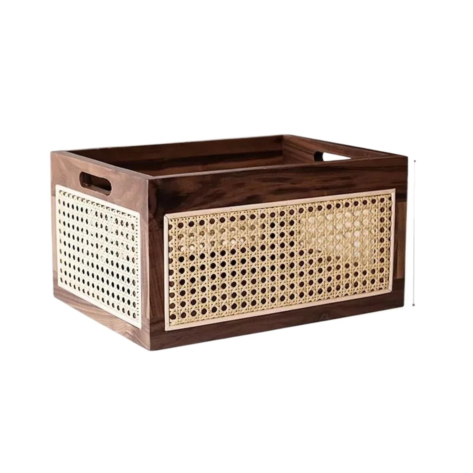 Joyero Viaje Cesta Mimbre Nogal, Organizador Cubiertos Para Cosméticos, Libros, Aperitivos, Almacenamiento Madera Maciza Escritorio Tejida Vintage(38 * 28 * 20cm) Joyeros
