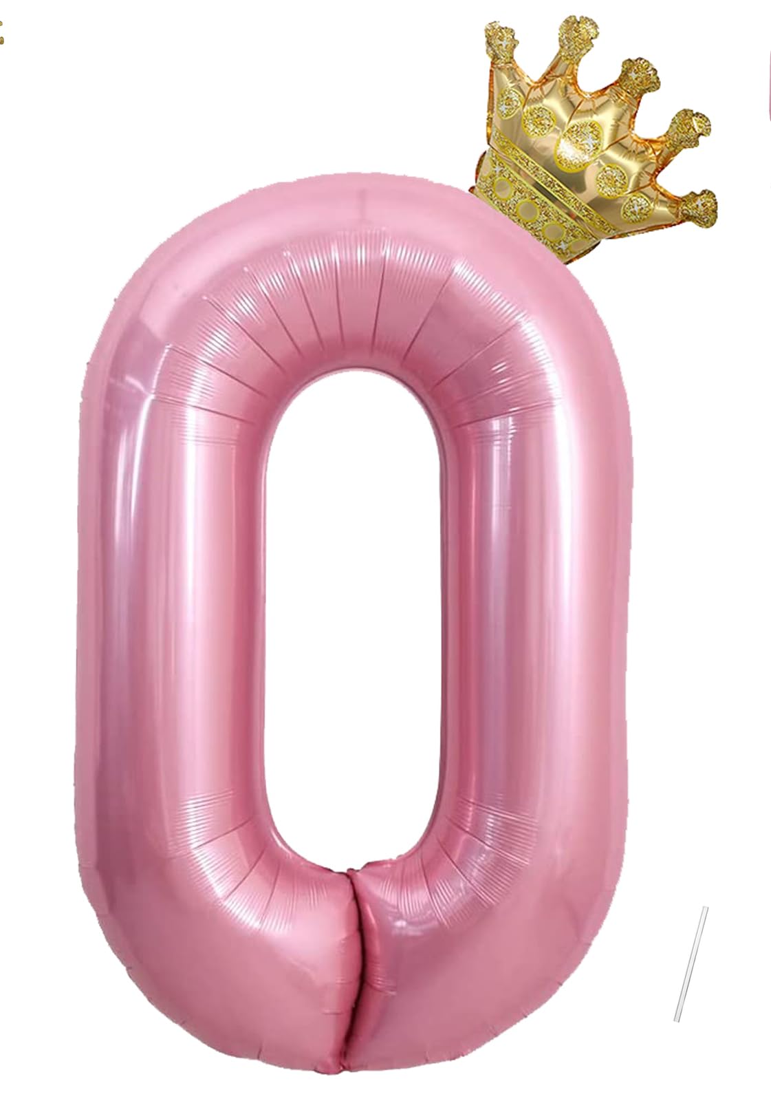 Foil Balloon Number 0 with Crown, 101 cm Pink, Girls Birthday & Wedding Decoration - Flies with Helium โ image 1