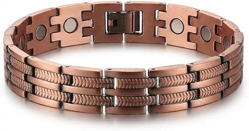 Bio Magnetic 99.9% Pure Copper Parallel Track Bracelet with Powerful Neodymium magnets & resizing Tool