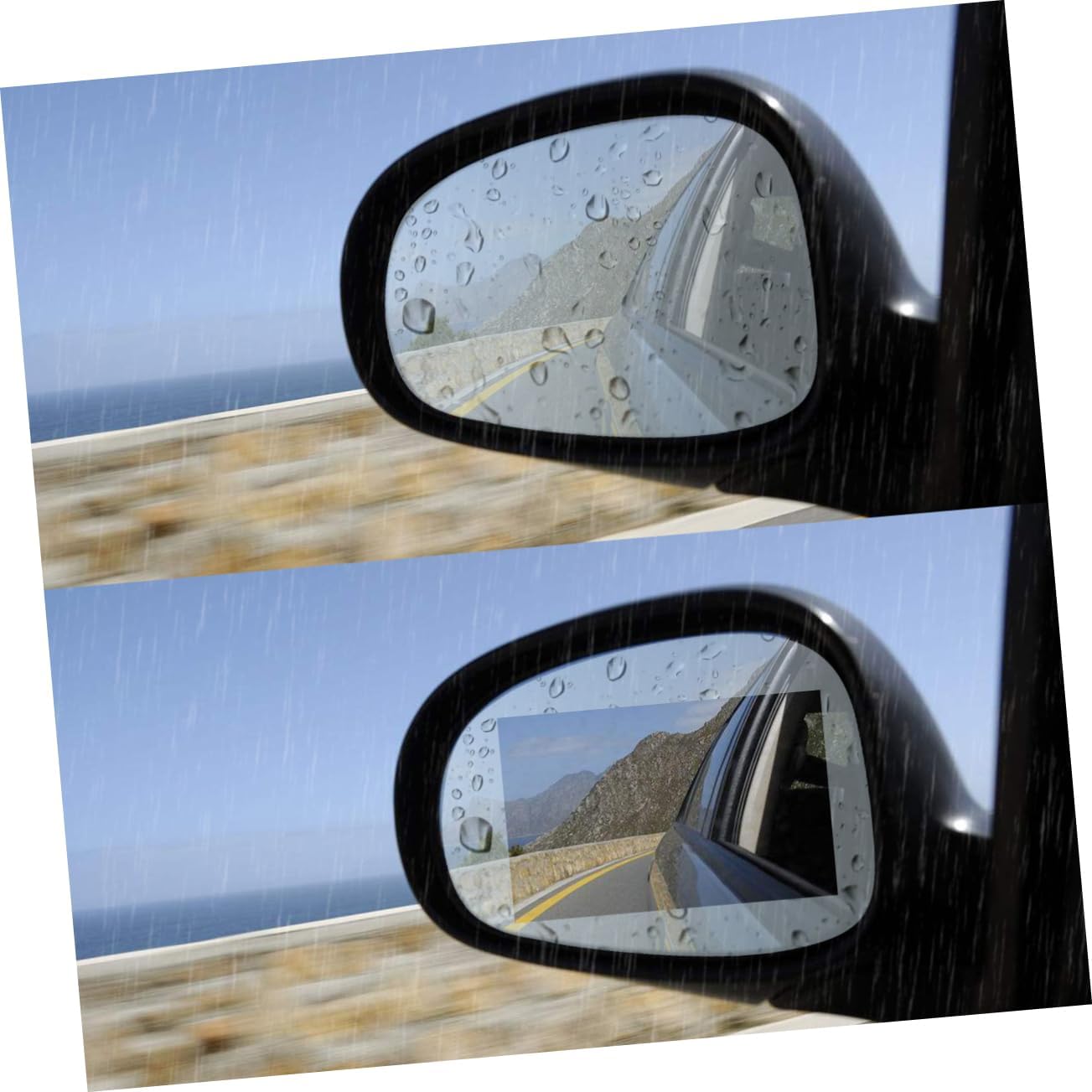 4pcs Car Rearview Mirror Rainproof Film Sunroof Protection Film Scratch Glare Protection
