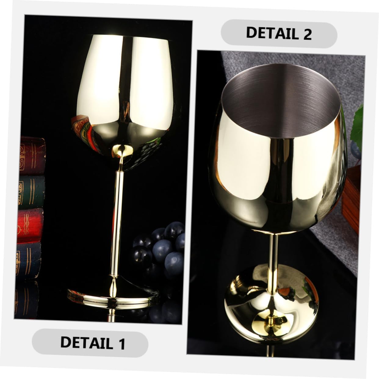 Healifty 2pcs Stainless Steel Shatterproof Wine Goblets Lightweight Drinking Cups for Home Bar and Events Elegant Cocktail Glasses for Weddings Gatherings and Celebrations