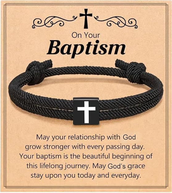 Baptism Gifts Cross Bracelet for Girl, First Communion Confirmation Bless Gifts for Teenage Girls Boys, Kindergarten Preschool Graduation Christening Gift for Daughter Granddaughter Godchild