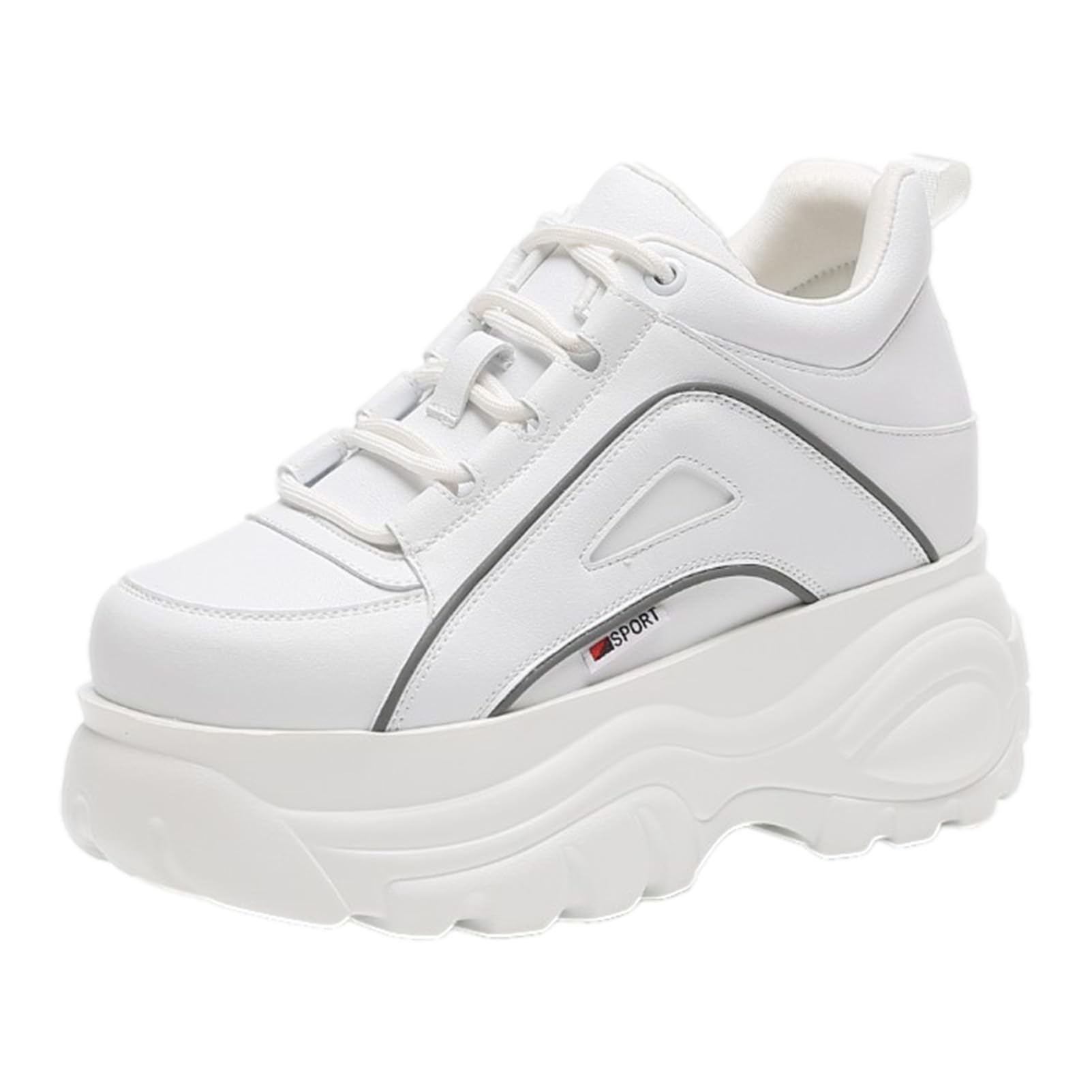 ANUFER Mujer Plataforma Alta Chunky Zapatos Deportivos Casual con Cordones Zapatillas de Papá