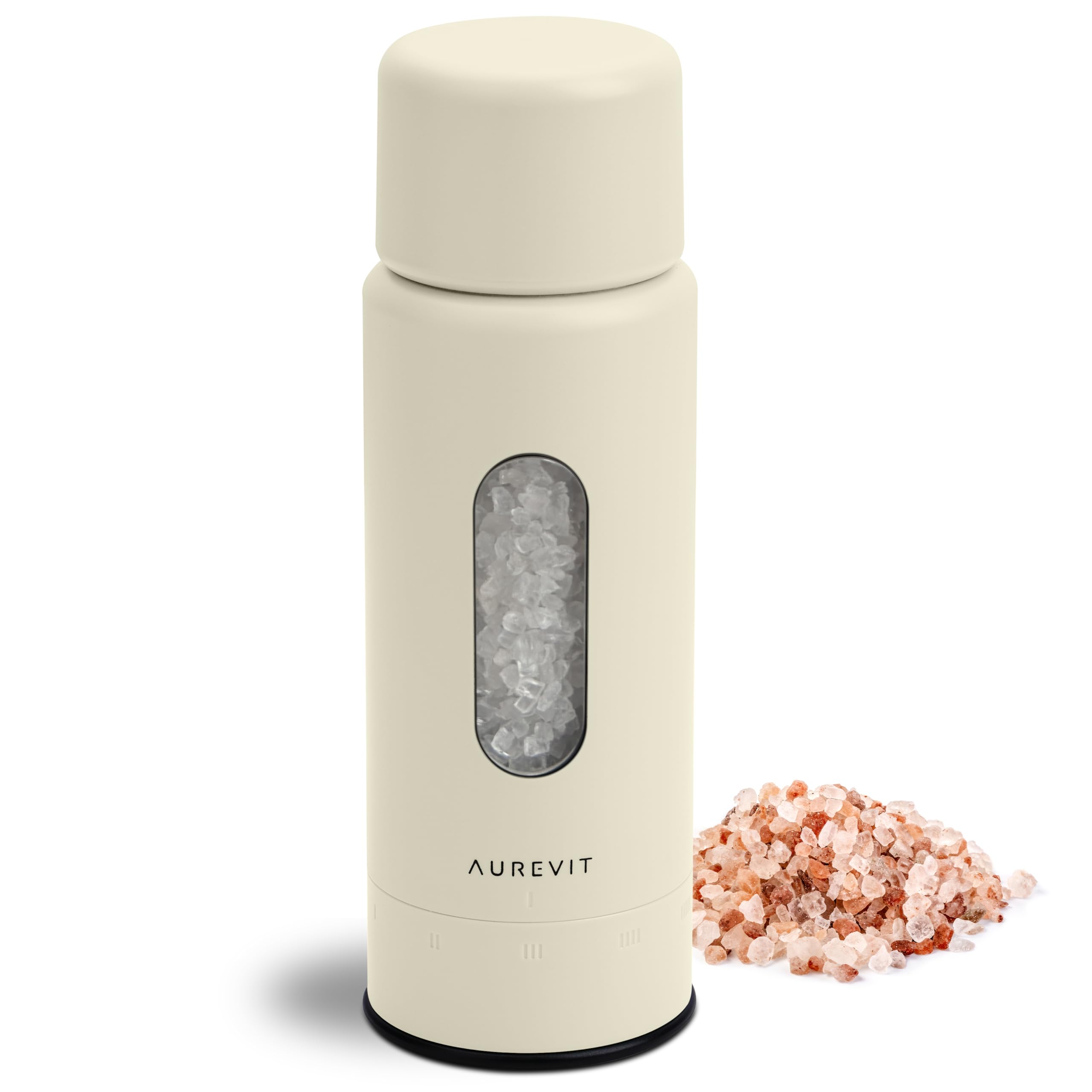 Photo 1 of [NONFUNCTIONAL] Aurevit Manual Salt Grinder, Single Salt Mill with Ceramic Grinding Core, External Adjustable Coarseness, Refillable, Durable Design (Buttercream)