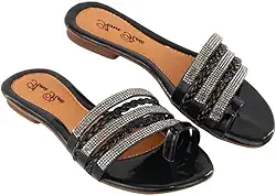 Sandália Rasteirinha Feminina Strass Diamante Confort