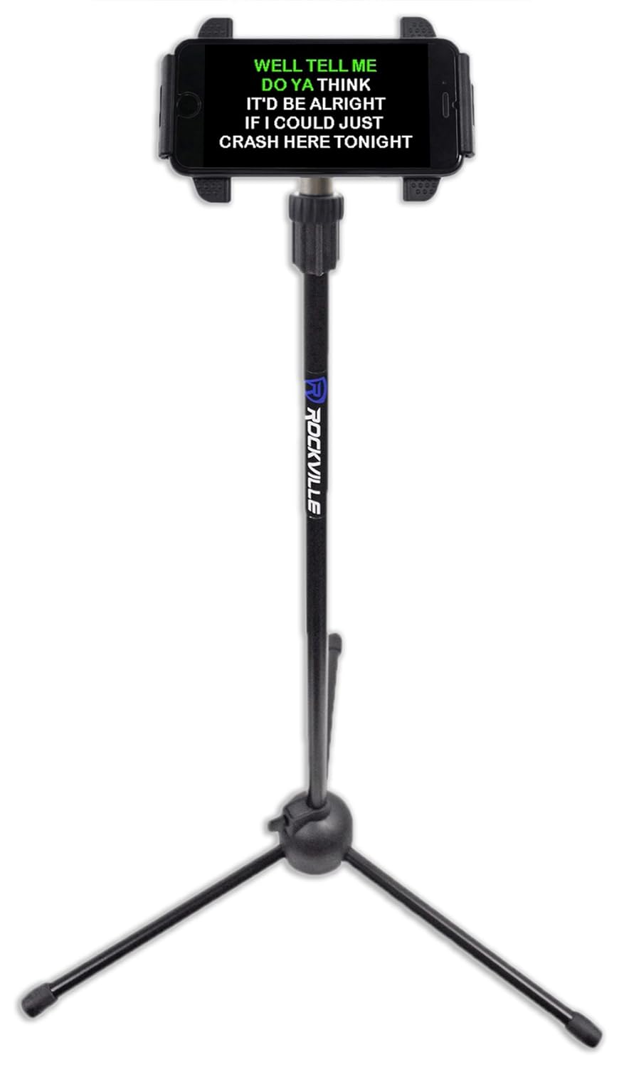 Rockville IPS20 Adjustable Tripod Stand for Tablets and Phones Universal Fit 360 Rotation Collapsible Design Perfect for Musicians