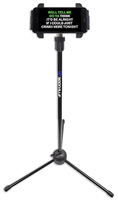 Rockville IPS20 Adjustable Tripod Stand for Tablets and Phones Universal Fit 360 Rotation Collapsible Design Perfect for Musicians