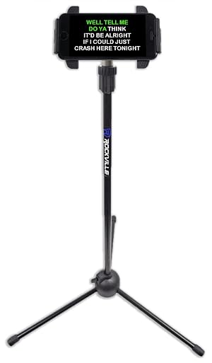 Rockville IPS20 Adjustable Tripod Stand for Tablets and Phones Universal Fit 360 Rotation Collapsible Design Perfect for Musicians