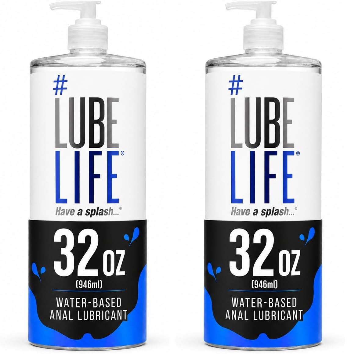 LUBELIFE Water-Based Anal Lube for Men, Women & Couples – Personal Lubricant Safe for Ingestion, Toy & Condom Compatible, Water Based Lubricant Gel for Privacy & Intimacy (32 Fl Oz) (Pack of 2)