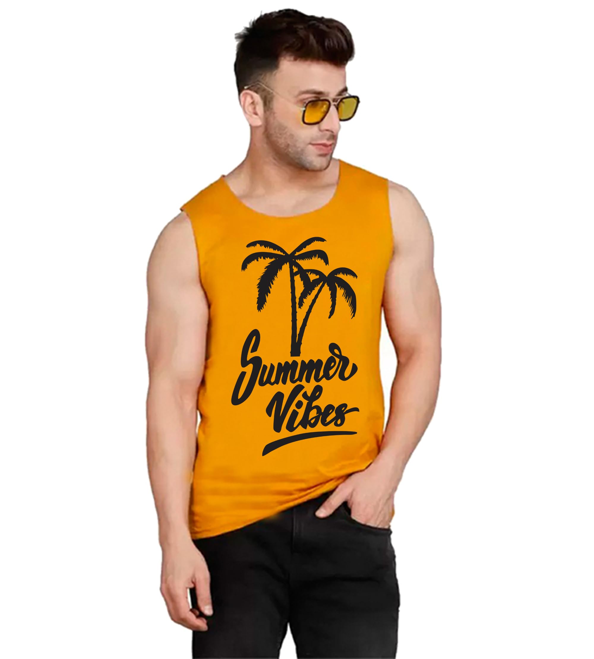 sqf Men's Summer Vibes Palm Tree Graphic, Sleeveless Cotton Vest-picture-38