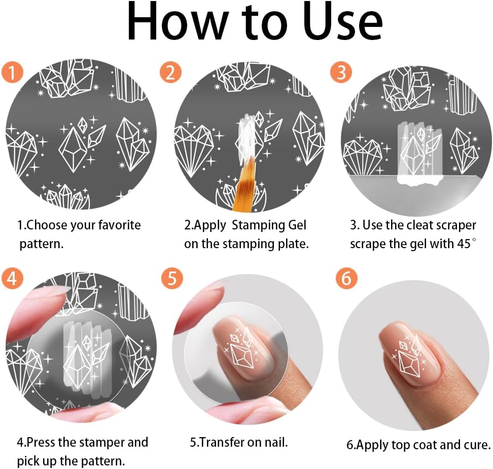 PH PandaHall 3pcs Diamond Crystals Nail Art Templates, Punk Style Nail Stamping Plate Moon Star Dream Nail Art Stencils Stainless Steel Nail Image Plates for Nail Design Print Manicure Salon