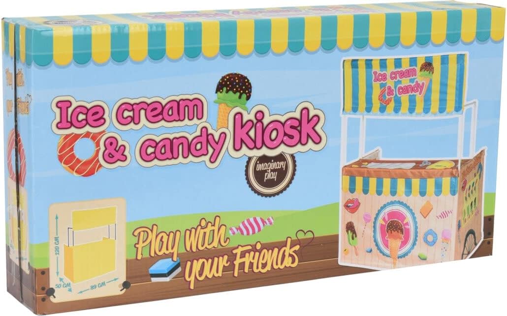Kid's Ice Cream Candy Play Kiosk Cart Shop Fabric on Plastic Frame
